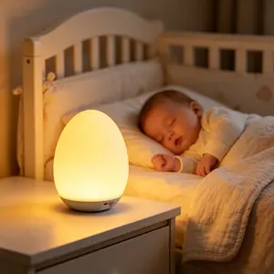 Portable Egg Night Light for Kids,Babies,  Rechargeable Tap Light with 7 RGB Colors,Touch Control Adjustable Rgb Lighting