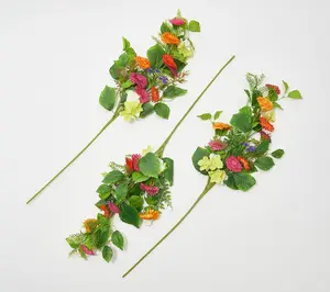 Set of 3 Zinnia and Hydrangea Bloom Sprays by Valerie