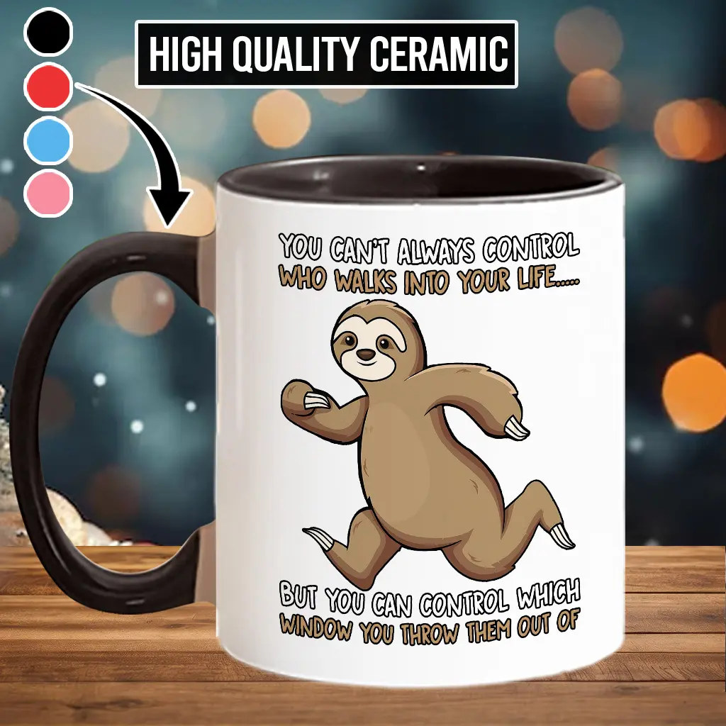 Printed Washable Modern Funny Lazy Sloth Ceramic Coffee Mug - Stylish Daily Routine Drinkware, Thoughtful Gift Kitchenware, Model scs13581