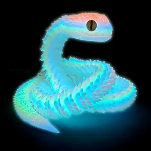3D Printed Animals-Snake Viper,3D Printed Snake Toys Articulated Snake 3D Printed Animals Animal Model Ornaments Creative Funny Toy Festival Gift for Frends (Luminous Rainbow, 29Inch)