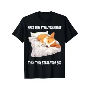 Corgi Steal Your Heart Funny Quote Graphic Cotton T-Shirt, Corgi Lover Comfort Tee, Cute Dog Fashion Outfit, Oversized Casual Shirt, Birthday & Gift For Him Her