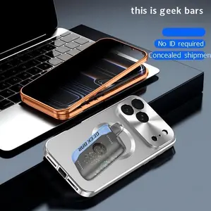 This is geek bar Personalized Boho Gingham Phone Case with Anti-peep Film & Magnetic Holder for Original Machine Label Series