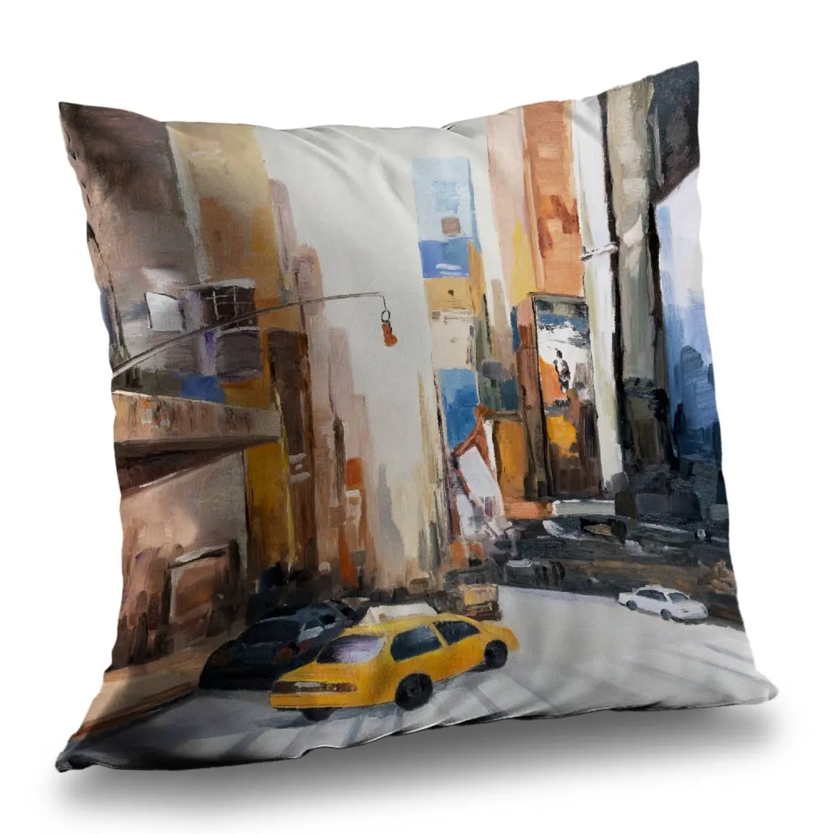 360 stand Modern Poly Twill Decorative Cushion, 14x14 in. N-Y Early in the Morning Style Polyester Throw Pillow, Living Room Cushions, Polyester Cushion