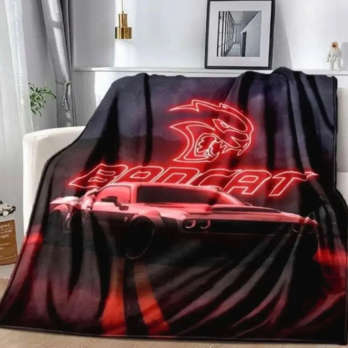 Fashion Art Print Srt Hellcat Racing Blanket Living Room Sofa Noon Break Plush Sleeping Blanket Boys Bedroom Soft Bed Sheet Gift soft flannel bedroom office blanket plushthin quilt holiday travel birthday Christmas gift  Lightweight, soft, and breathable