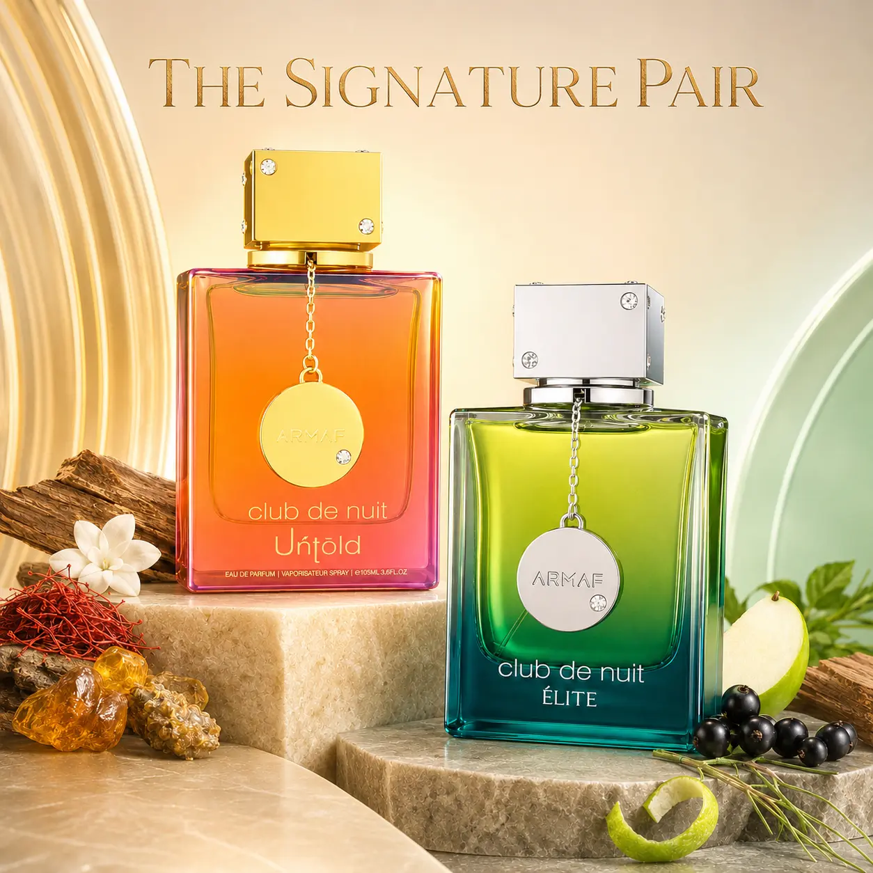 The Signature Pair ---ARMAF Club de Nuit Élite Eau de Parfum for Men 3.4 oz / 100 ml + ARMAF Club de Nuit Untold Eau de Parfum Unisex 3.6 oz