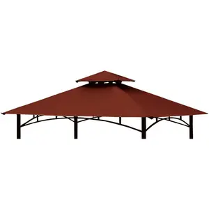 Grill Gazebo Replacement Canopy Top Cover 5×8 Double Tiered BBQ Roof ONLY FIT for Gazebo Model L-GG001PST-F (Burgundy)