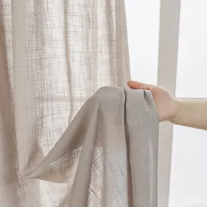4-piece set of thin linen curtains, light-transmitting but non-permeable gauze curtains, suitable for living rooms, bedrooms, semi-transparent curtains with pole pockets, and white gauze filters for farmhouses and rural areas