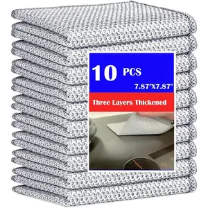10 count Upgrade 3-Layer Dish Cloth, Non-Scratch Steel,  Scrubbing Multipurpose Wire Dishwashing Rag for Wet and Dry, Kitchen Cleaning,Scrubs Dishes, Sinks Cleans, Essentials