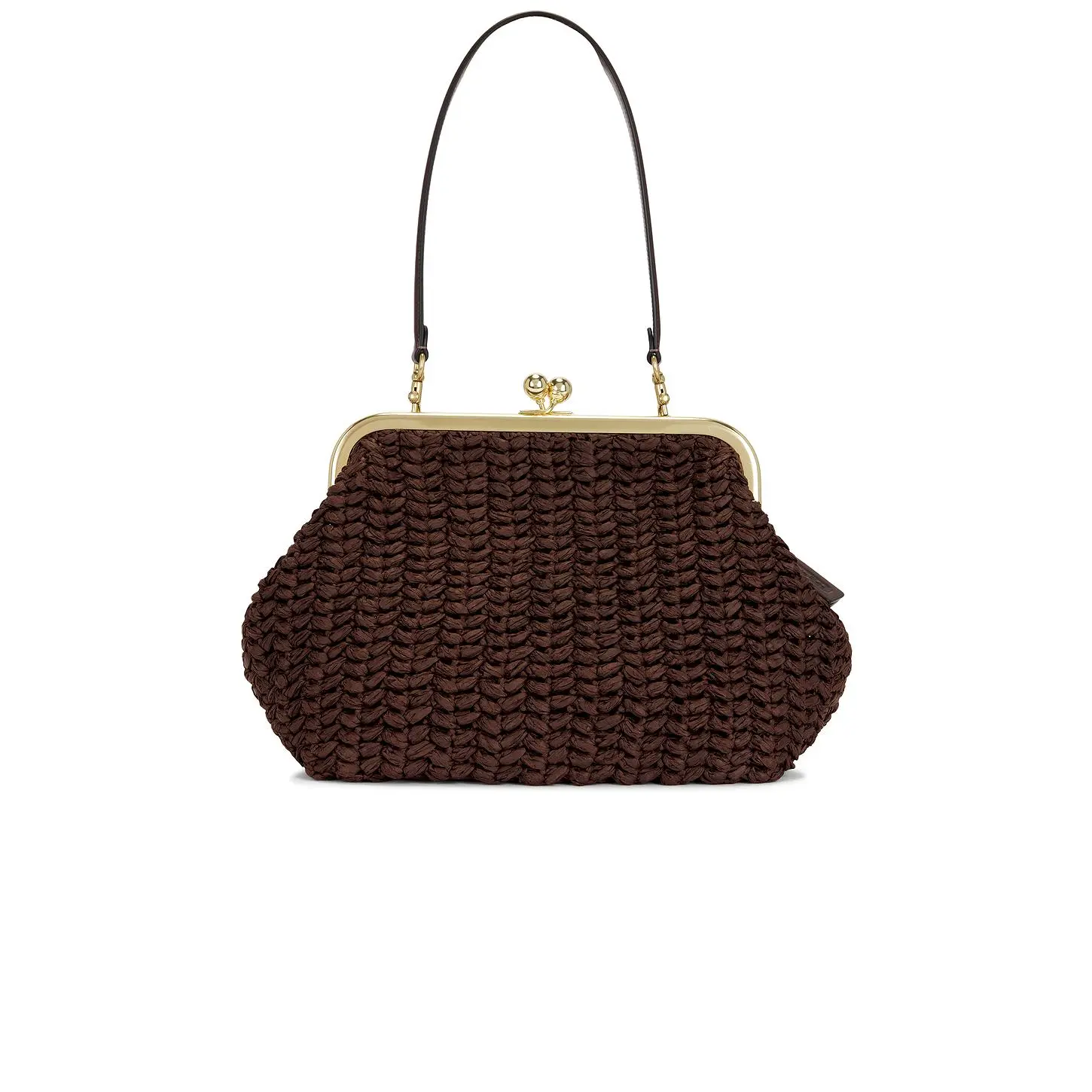 Coach Large Weave Straw Kisslock Frame 27 Bag in Maple