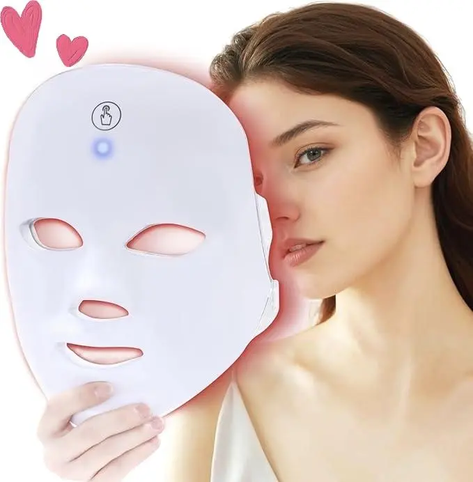 7-Color LED Photon Rejuvenation Silicone Facemask - Hydrating Electric Facial Care Device, Portable Microcurrent Beauty Appliance for Home & Travel, Gentle for All Skin Types, Hydrating Mask