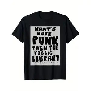 Men's Funny Public Library-Themed Punk T-Shirt for Book Lovers