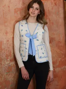 Quilted Floral Vest with Bow