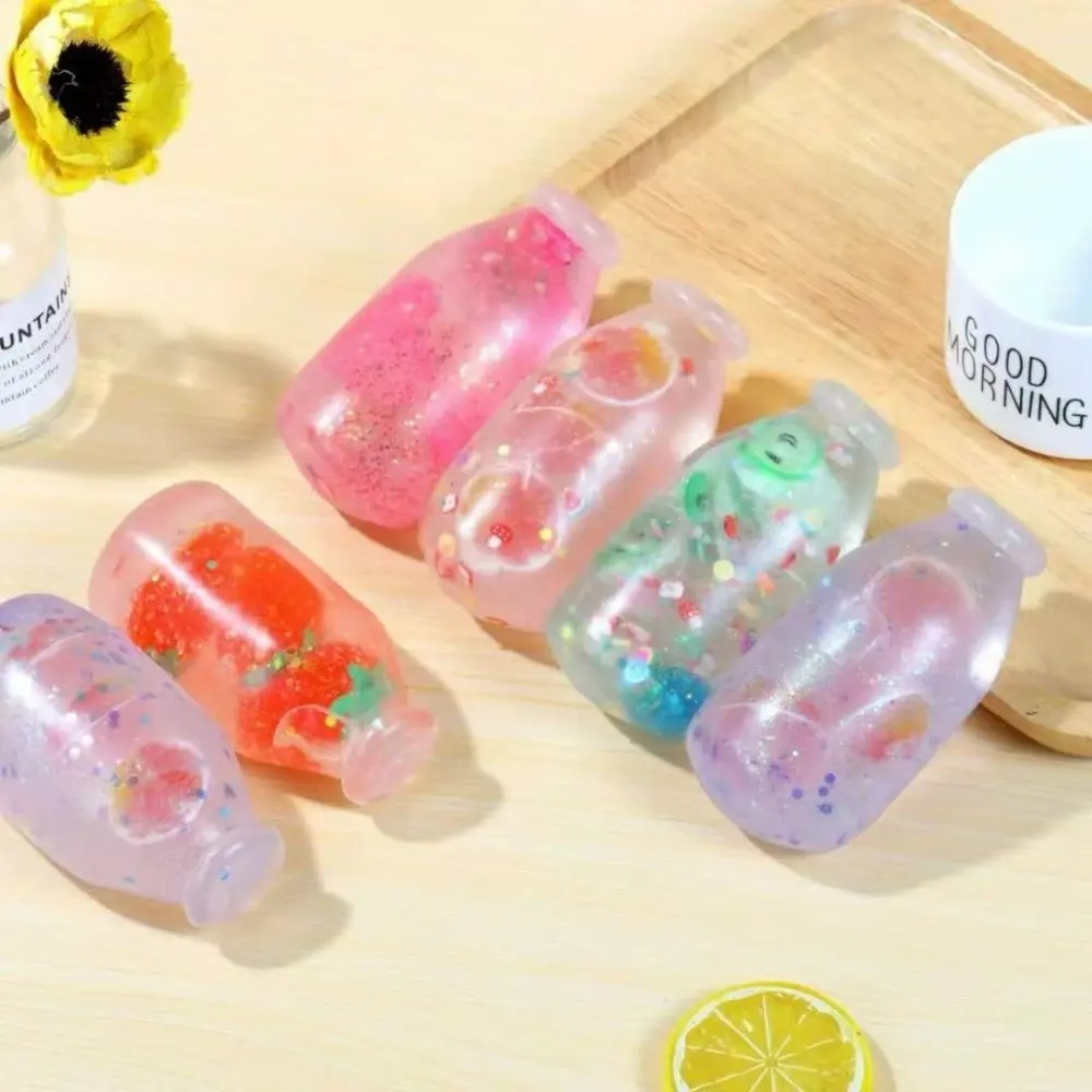 Maltose Bottle Squishy Stress Relief Soft Milk Bottle Squeeze Flowing Sequins Decompression Simulated Candy Bottle