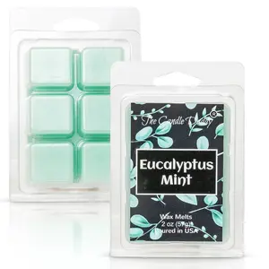Eucalyptus Mint -  Refreshing Mint Eucalyptus Scented Melt- Maximum Scent Wax Cubes/Melts- 1 Pack -2 Ounces- 6 Cubes