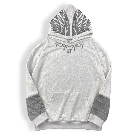Men's JJK Mahoraga Washed Gray Cartoon Print Hoodie - Long-Sleeve Pullover, Quick On-Off Design, Easy-to-Match Spring Casual Hooded Sweatshirt, Men's Tops Graphic Hoodies