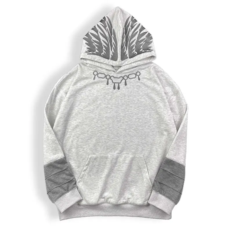 Men's JJK Mahoraga Washed Gray Cartoon Print Hoodie - Long-Sleeve Pullover, Quick On-Off Design, Easy-to-Match Spring Casual Hooded Sweatshirt, Men's Tops Graphic Hoodies
