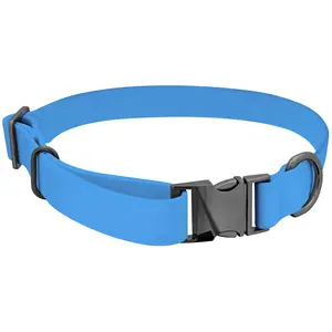 MiMu Large Silicone Dog Collar - Blue 25.5in Stylish Dog Collar with Clasp Buckle