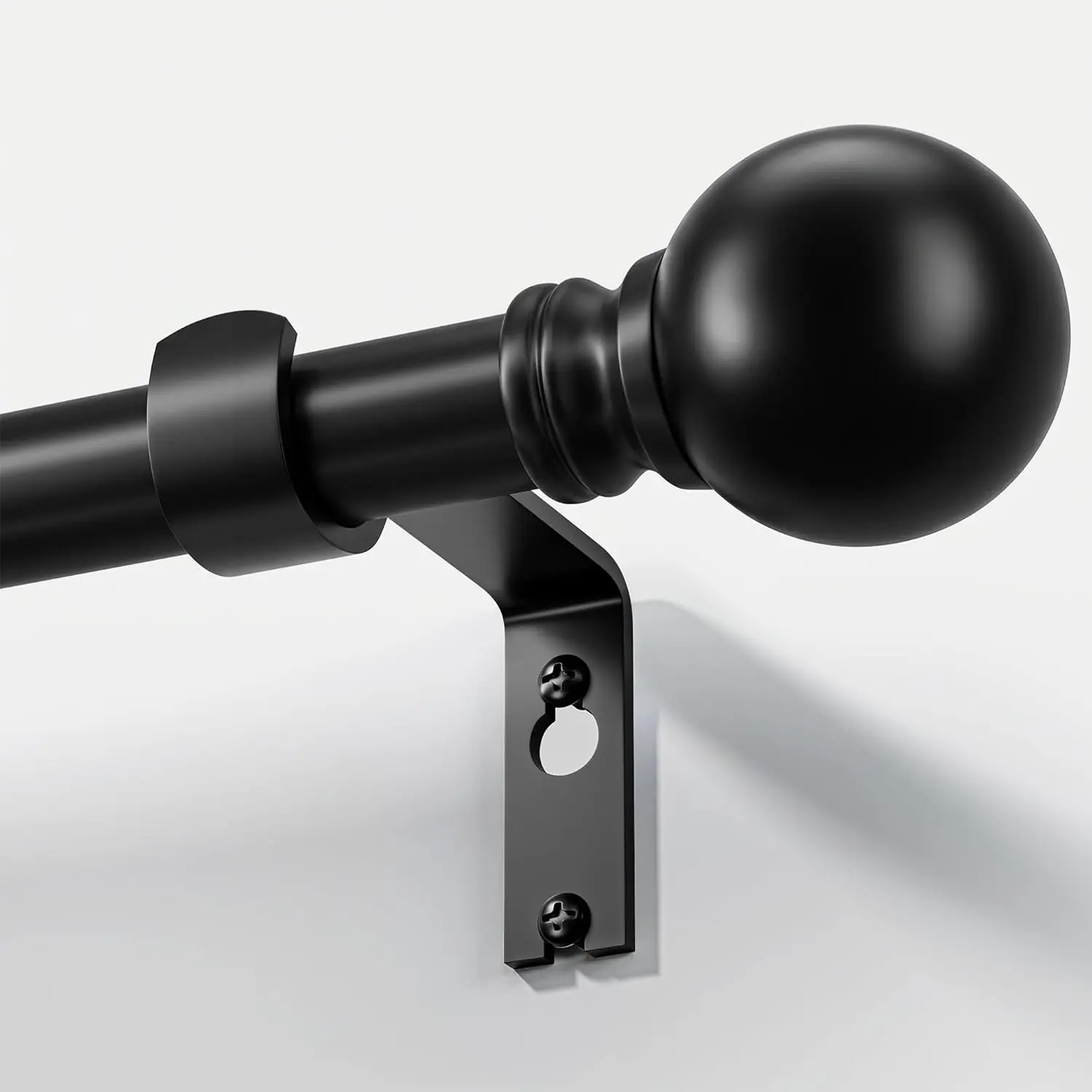 Black Heavy Duty Metal Adjustable Extra Long Blackout Traverse Curtain Rods - 1" Diameter, 72-144 In, Decorative Finials, for Windows, Window-Dressing Hardware, Living Room, Bedroom, Window Window-Dressing Hardware