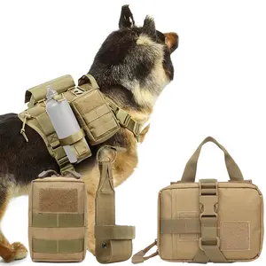 3Pcs Dog Tactical Bags Molle Pouches Belt Set Attaching on Harness Sticker Military Dogs Training Bags Vest Hunting Working