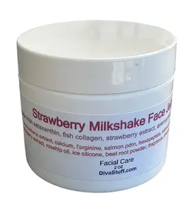 Diva Stuff Strawberry Milkshake Face Jelly for Bouncy Skin 2oz with Astaxanthin Salmon Pdrn Mandelic Acid & Anemarrhena Asphedoloides