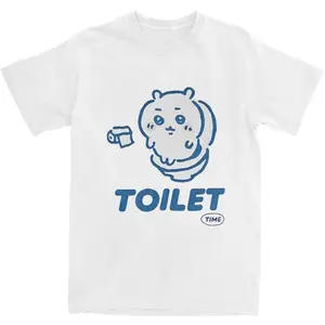 Chiikawa Toilet T-Shirt Male Aesthetic Pure Cotton T-Shirts Summer Comfortable Popular T-Shirt
