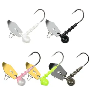 Set of 5 Vibrating Jig Fishing Lures – 3/8oz Blade Bait with Skirt, Spin Chatter Bait for Bass, Perch, and Pike
