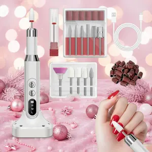 Electric Nail File Set, USB Rechargeable Portable 500mah Nail Drill Kit, Wireless Nail Polisher with 12 Attachments for Home Manicure