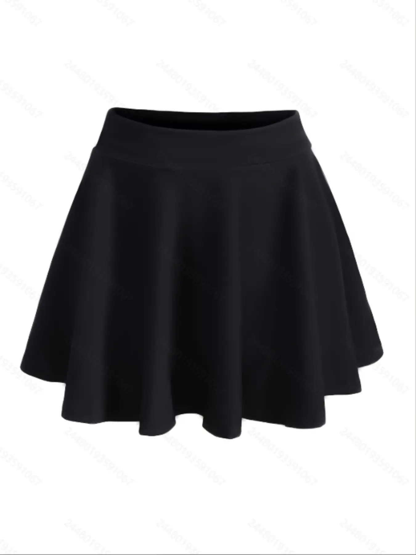 Black High Waist A-Line Skirt, Casual Daily Flared Mini Skirt With Safety Liner