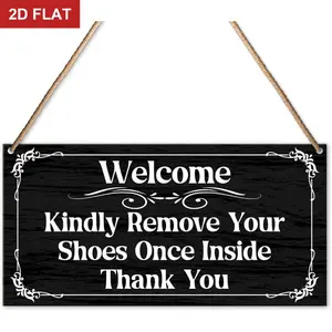 Welcome Sign for Front Door Decor, Please Remove Your Shoes Sign, No Shoes Sign for House, Shoes off Sign, Take off Your Shoes Sign, Housewarming Gifts for New House Home 11.8x5.9 In, Signage