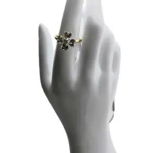 Elegant Flower Design Spinning Ring in 14K Gold Plated with Clear Gemstones for Women's Fashion