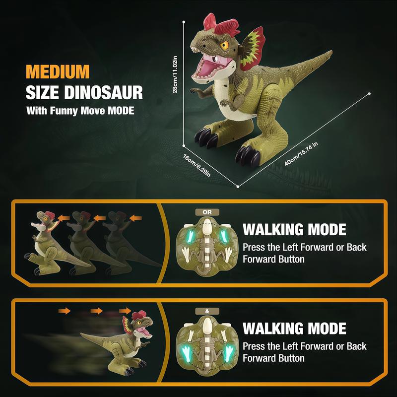 Dilophosaurus Toy, Biomimetic Walking Motion, Cool Mist Spray, Dancing Dinosaur Move, Roaring Sound-Light, Rowdy Roars Collectible Dino Action Figure for Kids & Adults indoraptor  figure boy girl springtok dinosaur truck finger  biting water rcdino