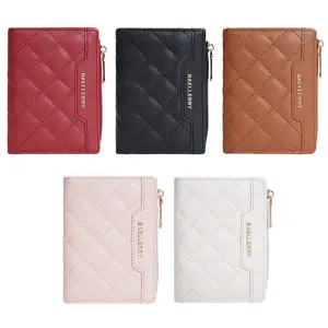 Short Women's Wallet with Snap Button and Zipper Coin Purse Organizer in Warm Colors