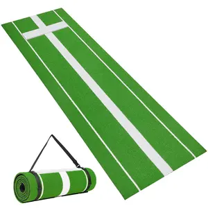 VEVOR 10x3 ft Softball Pitching Mat with Baseball Pitching Rubber Mound, PP Turf Antifade Surface, Antislip Foam Backing, Tightening Rope, Floor Protection, Roll-Up Portable Training Aid for Pitchers’ Indoor/Outdoor Practice, Green