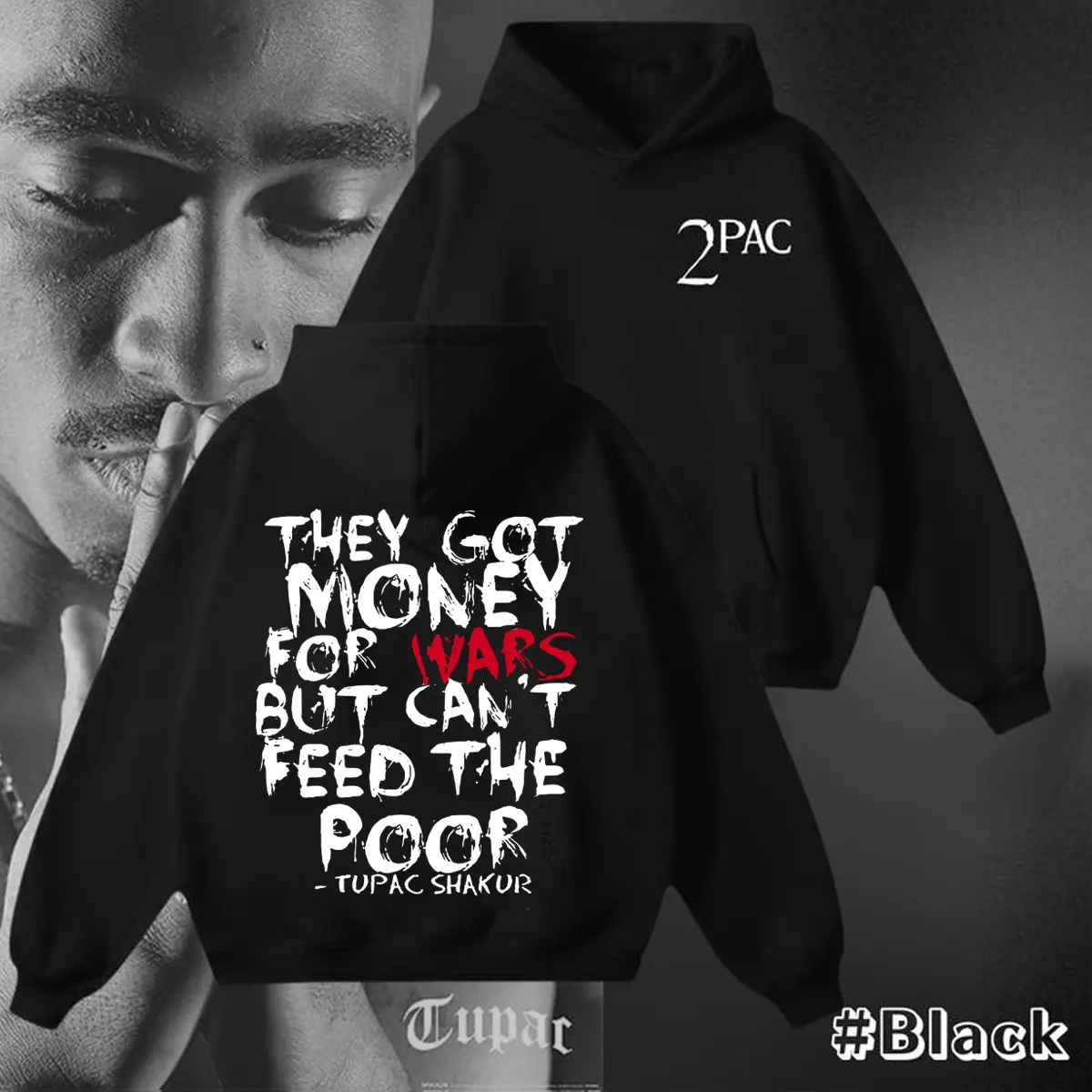 2Pac Rapper Hoodie, Tupac Sweatshirt, 90s Hip Hop Legend Graphic T-Shirt, Vintage Rap Style, West Coast Icon Streetwear Top
