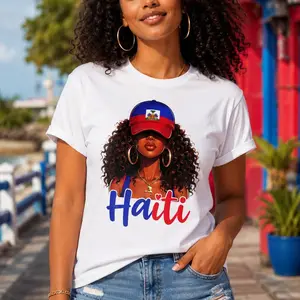 Haitian Princess Haiti Flag Melanin for Black Girls T-Shirt, Happy Haitian Flag Day Shirt, Patriotic Haiti Heritage Celebration Tee, Haitian Pride Gift, Caribbean Culture Graphic Tee for Women
