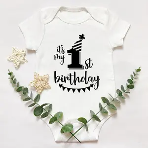 It's My 1st Birthday Baby Short-sleeved First Birthday Party Clothes 100% Cotton Baby Boys Girls Outfits Shower Gift