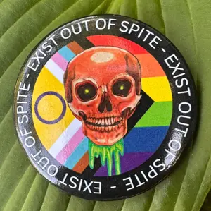 "Exist Out of Spite" Pinback Button