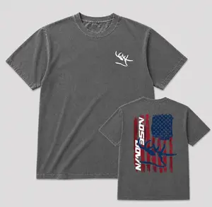 Nose Down's Old Glory Men's Casual Flag Print Short-Sleeve Round-Neck Streetwear T-Shirt