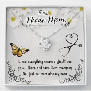 Nurse Mom Gift, The Love Knot Necklace Mom Christmas From Daughter, Mother's Day Gift for Nurse Mom