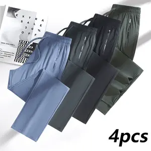 Women’s casual long pants, 4-pack. Comfortable and durable, with side pockets and a premium feel. Features a drawstring waist. Suitable for outdoor sports, casual wear, outdoor outings, street style, and everyday work.