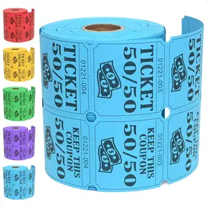500 Double Roll Raffle Tickets, 50/50 Raffle Cards, Entry Form with Name, Address, Phone & Email for Events, Entry, Class Reward & Door Prize - 5 Color Selection (Blue)