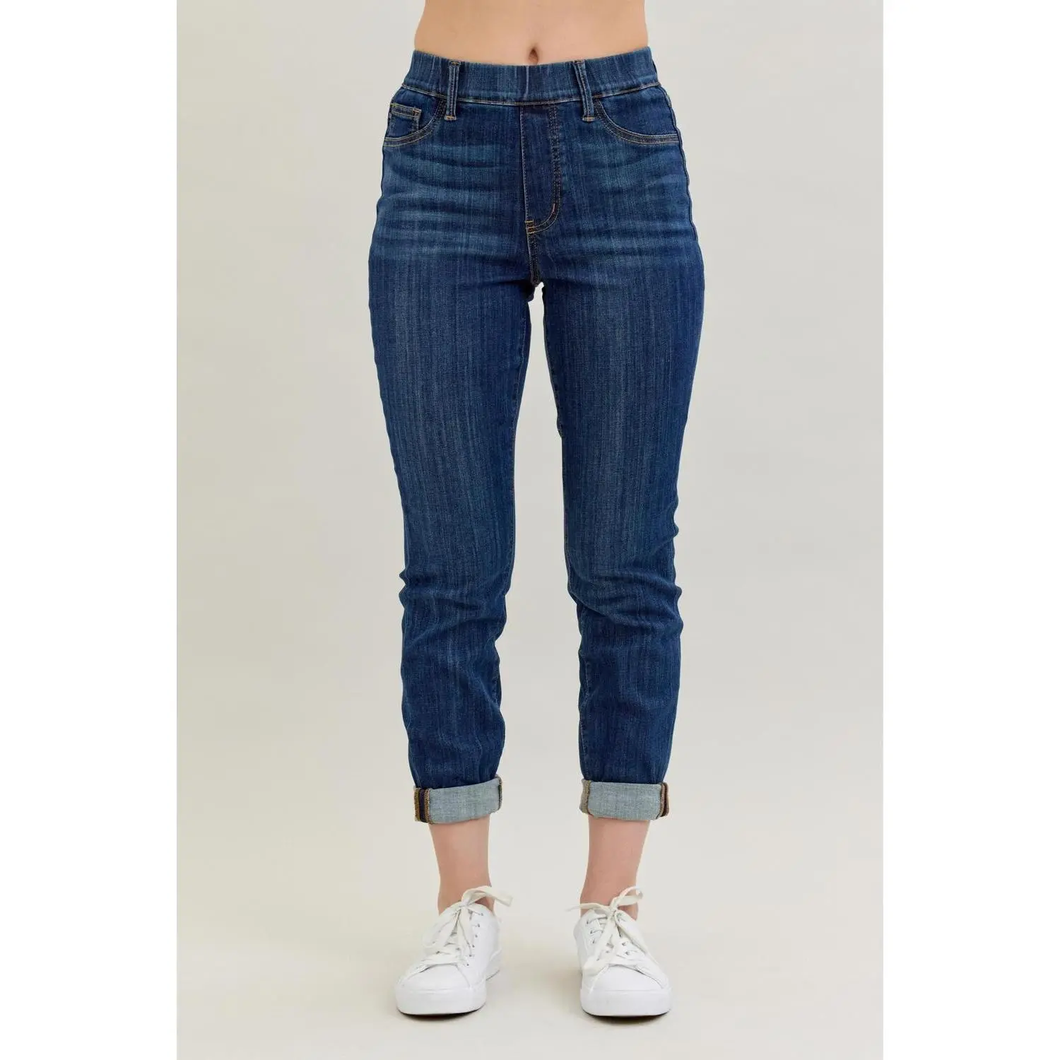 Judy Blue Pull-On Slim Fit Jeans for Women, Comfortable High Waist Stretch Denim with Double Cuff, Cuffed, Casual, Style, 16W, Bottoms, Everyday, Slim Cut, Stretch Fabric, Pants, 20W, Multi-Size, 14W, Double Cuffs, 22W