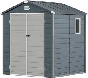 YITAHOME 6.3x6.2FT Outdoor Resin Storage Shed w/o Floor, All-Weather Plastic Shed with Lockable Doors, Window & Vents, Plastic Tool Shed for Backyard, Patio, Poolside, Lawn, Dark Gray