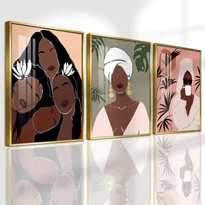 3 Counts Aluminum Alloy Framed Painting, Abstract Women Portrait Art Pictures, Home Decoration For Living Room, Bedroom, Office, Restaurant, Hallway Wall Decor, Odorless Print Artwork, Luxury Perfect Gift For Friends And Family