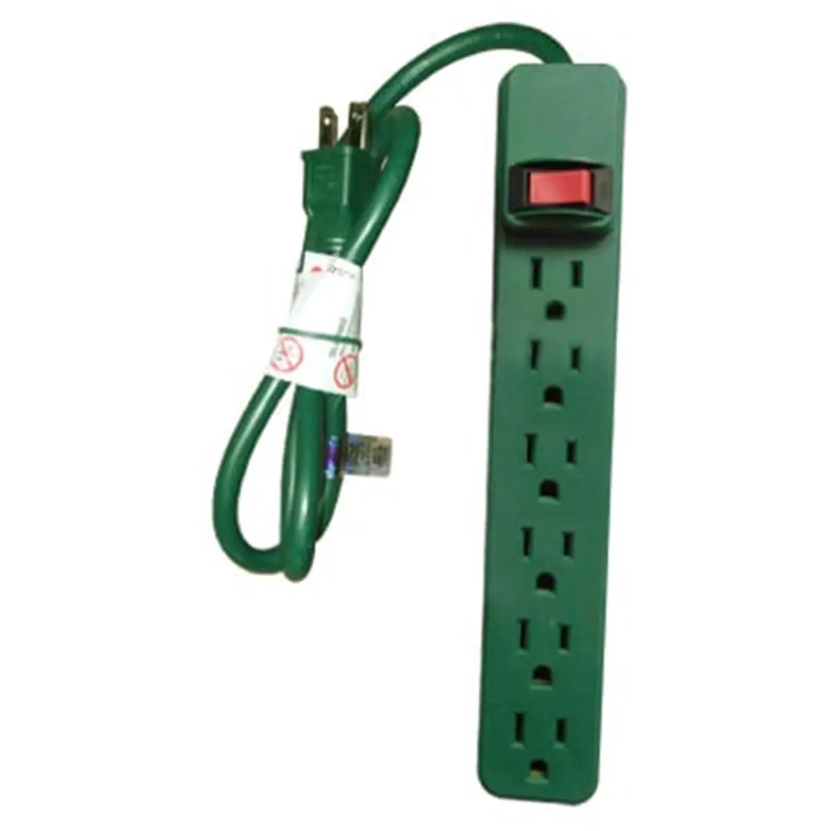 212 MAIN Master Electrician PS-669G Green 6-Outlet Plastic Housing Power Strip with built in cables for Phones, Electronics Tech Accessories