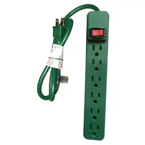 212 MAIN Master Electrician PS-669G Green 6-Outlet Plastic Housing Power Strip with Built-in Cables for Phones & Electronics Tech Accessories