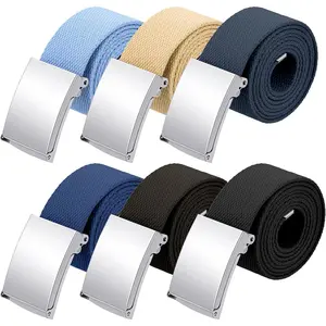 6 Pack Men's Golf Web Belts, Adjustable Nylon Webbing Belt Up to 55", Solid Metal Buckle, Multi-Color