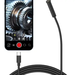 Endoscope Camera with Adjustable LED Lights, Semi-Rigid Snake Camera, Ip67 Waterproof Detection, Compatible with iPhone & Android Devices, Automotive Diagnostic Tool