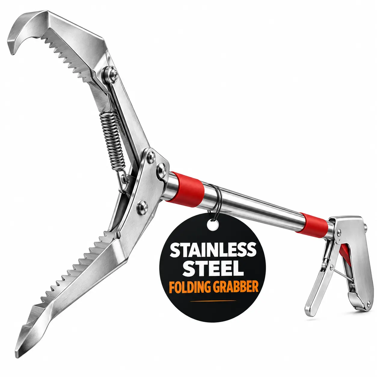 Heavy-Duty Reacher Grabber Tool, Extended Design, Durable Plastic Construction, Ergonomic Handle, Telescoping Pickup Tool with Locking Mechanism, Non-Slip Jaws, Magnetic Tip, 360° Rotating Head