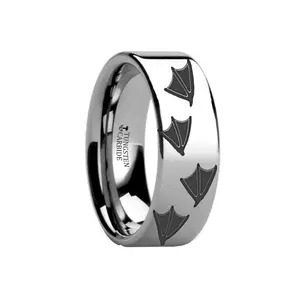 Animal Design Ring - Duck Track Print -  Laser Engraved - Flat Tungsten Ring - 4mm - 6mm - 8mm - 10mm - 12mm